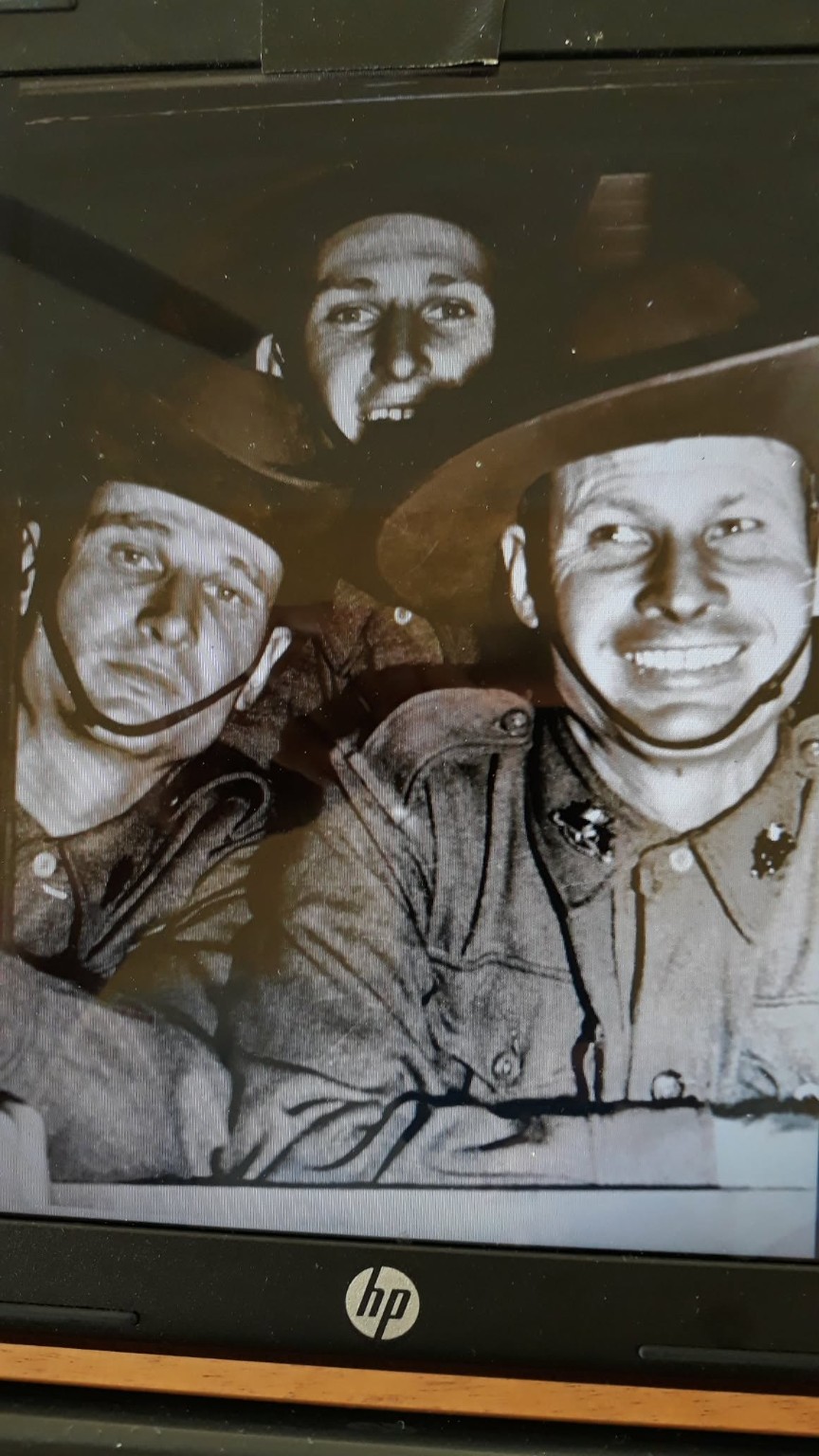 Henry Arthur and Ernie Briskey aboard a train in Egypt during WWII